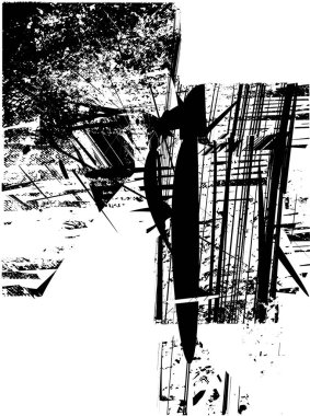 Çizik ve çiziklerle dolu siyah beyaz bir arka plan. Soyut vektör illüstrasyonu.