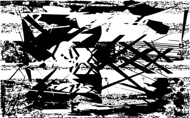 Çizik ve çiziklerle dolu siyah beyaz bir arka plan. Soyut vektör illüstrasyonu.