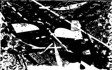 Çizik ve çiziklerle dolu siyah beyaz bir arka plan. Soyut vektör illüstrasyonu.