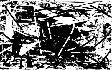 Çizik ve çiziklerle dolu siyah beyaz bir arka plan. Soyut vektör illüstrasyonu.