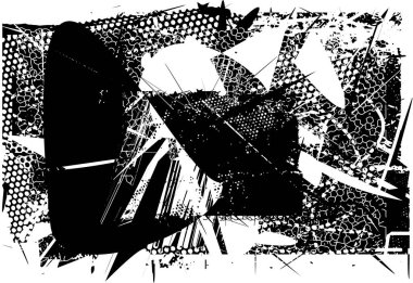 Çizik ve çiziklerle dolu siyah beyaz bir arka plan. Soyut vektör illüstrasyonu.