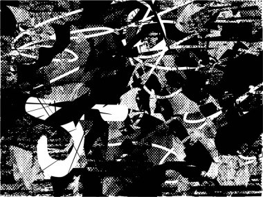 Çizik ve çiziklerle dolu siyah beyaz bir arka plan. Soyut vektör illüstrasyonu.