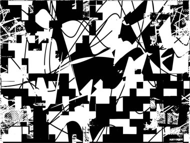 Çizik ve çiziklerle dolu siyah beyaz bir arka plan. Soyut vektör illüstrasyonu.