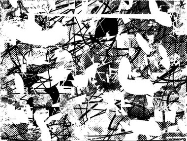 Çizik ve çiziklerle dolu siyah beyaz bir arka plan. Soyut vektör illüstrasyonu.