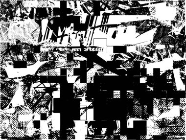 Çizik ve çiziklerle dolu siyah beyaz bir arka plan. Soyut vektör illüstrasyonu.