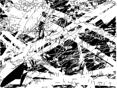 Çizik ve çiziklerle dolu siyah beyaz bir arka plan. Soyut vektör illüstrasyonu.