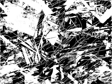 Çizik ve çiziklerle dolu siyah beyaz bir arka plan. Soyut vektör illüstrasyonu.