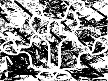 Çizik ve çiziklerle dolu siyah beyaz bir arka plan. Soyut vektör illüstrasyonu.