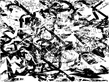 Çizik ve çiziklerle dolu siyah beyaz bir arka plan. Soyut vektör illüstrasyonu.