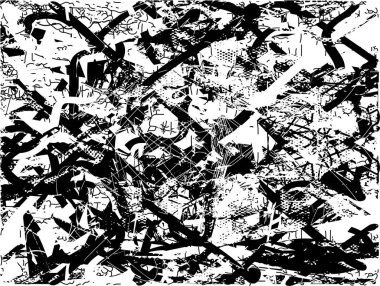 Çizik ve çiziklerle dolu siyah beyaz bir arka plan. Soyut vektör illüstrasyonu.