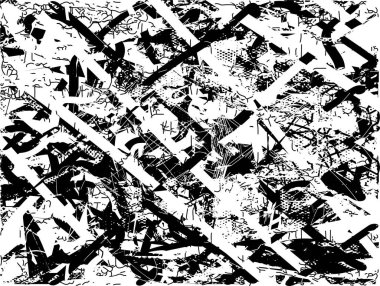 Çizik ve çiziklerle dolu siyah beyaz bir arka plan. Soyut vektör illüstrasyonu.