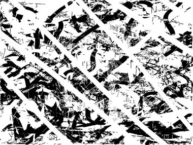 Çizik ve çiziklerle dolu siyah beyaz bir arka plan. Soyut vektör illüstrasyonu.