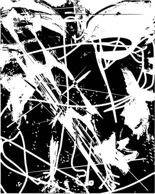 Çizik ve çiziklerle dolu siyah beyaz bir arka plan. Soyut vektör illüstrasyonu.