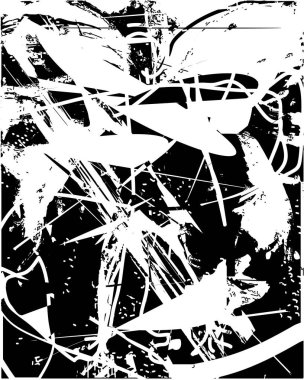 Çizik ve çiziklerle dolu siyah beyaz bir arka plan. Soyut vektör illüstrasyonu.