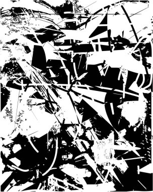 Çizik ve çiziklerle dolu siyah beyaz bir arka plan. Soyut vektör illüstrasyonu.