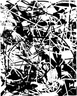 Çizik ve çiziklerle dolu siyah beyaz bir arka plan. Soyut vektör illüstrasyonu.