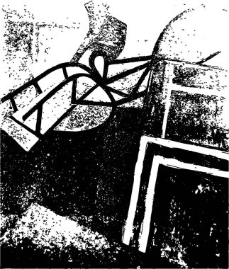 Çizik ve çiziklerle dolu siyah beyaz bir arka plan. Soyut vektör illüstrasyonu.