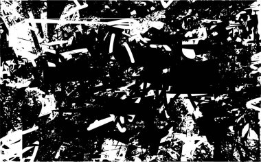 Çizik ve çiziklerle dolu siyah beyaz bir arka plan. Soyut vektör illüstrasyonu.