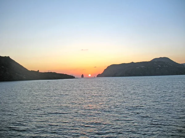 Beautiful Sunset Aeolian Islands Italy — Stock Photo, Image