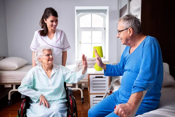 Fellowship of the nursing home occupants and medical staff, nursing home care concept