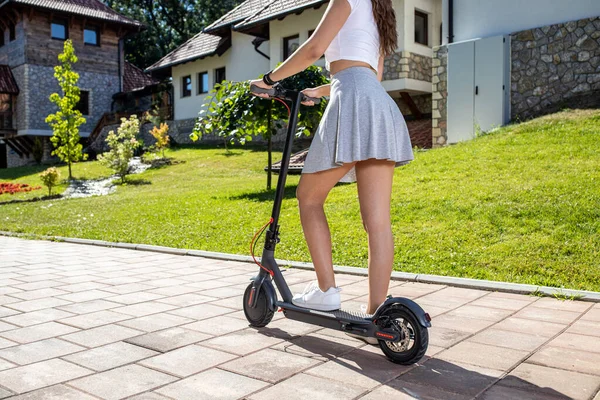 Electric Kick Scooter Practical Mode Transportation Young People Free Ride — Stock Photo, Image