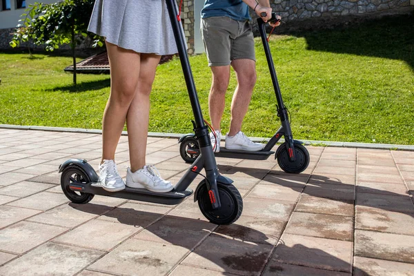 Electric Kick Scooter Practical Mode Transportation Young People Free Ride — Stock Photo, Image