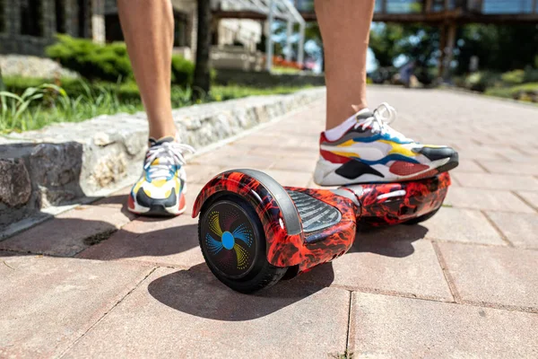 Young Man His Hoverboard Getting Ready Have Some Fun Together — Stock Photo, Image