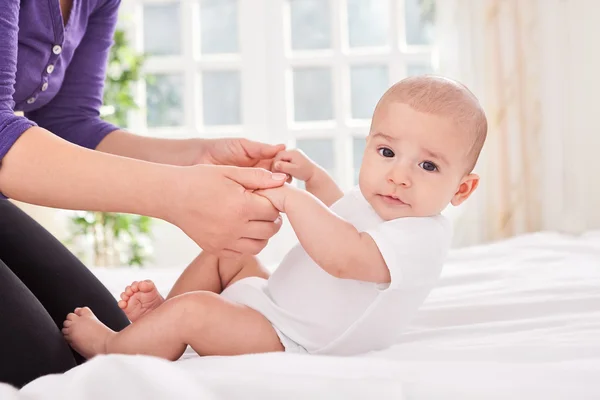 Beautiful baby doing training — Stock Photo, Image