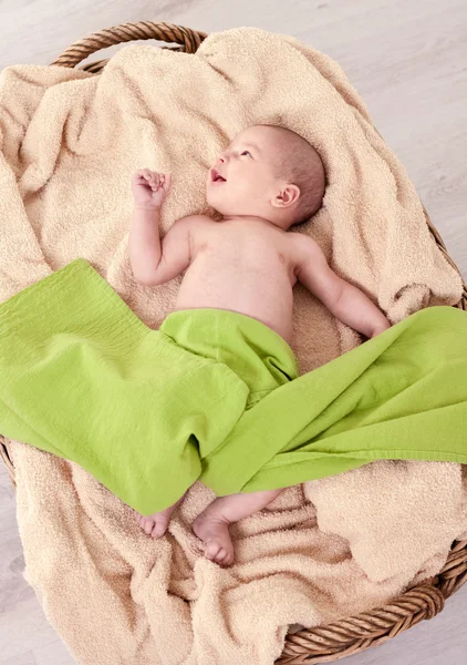 Smiling beautiful newborn baby — Stock Photo, Image