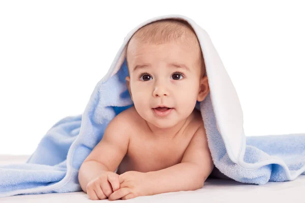 Cute baby child after bath isolated — Stock Photo, Image