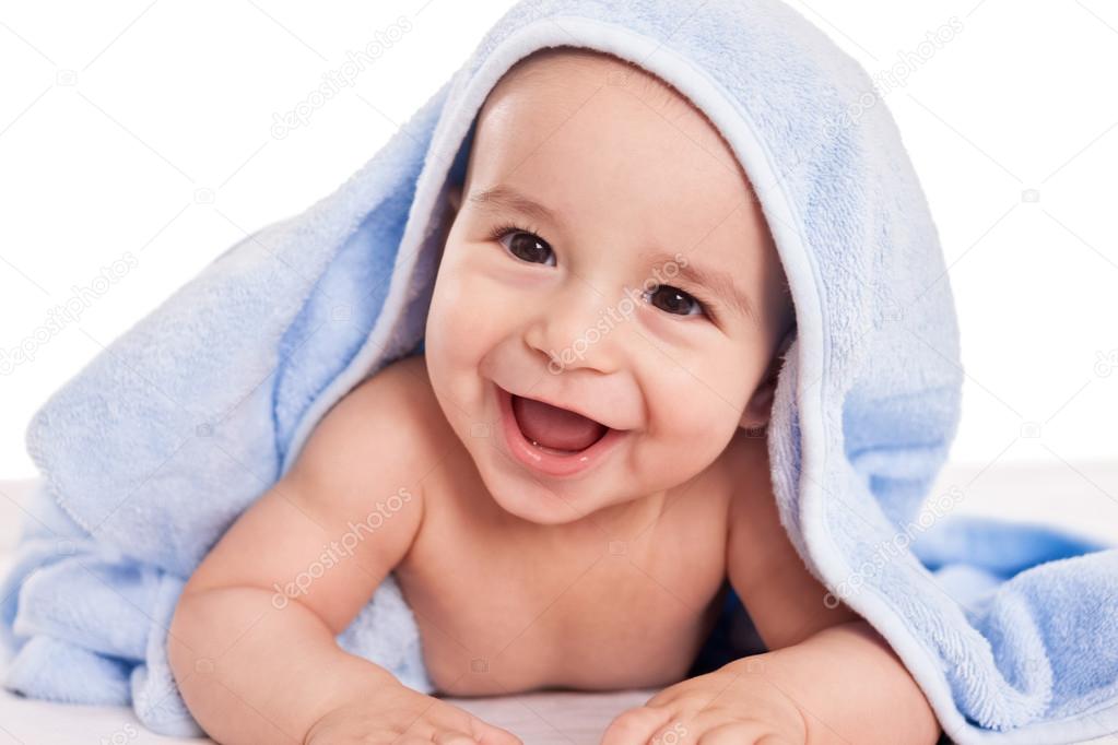 Happy baby after shower time