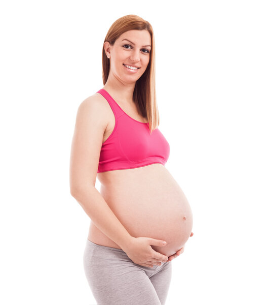 Pregnant woman holding her belly