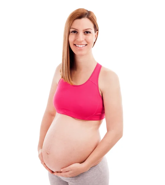 Enceinte belle femme isolée sur blanc — Photo