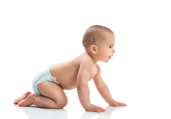 Beautiful funny baby learn how to crawling — Stock Photo, Image