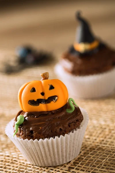 Jack O'lantern pompoen cupcake — Stockfoto