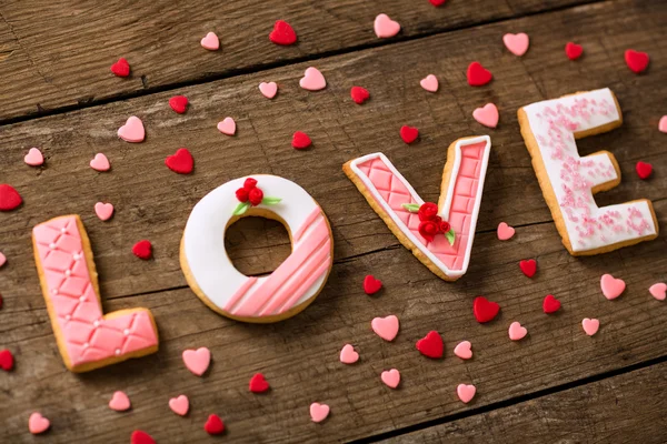 Gingerbread valentine day cookies — Stock Photo, Image
