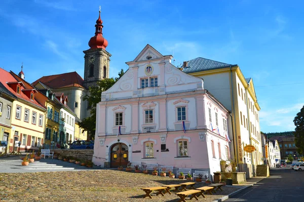 Régi Barokk Városháza Becov Nad Teplou Főterén Karlovy Vary Fürdőváros — Stock Fotó