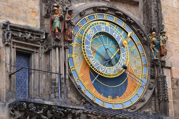 Πράγα Αστρονομικό Ρολόι Στην Πλατεία Παλιάς Πόλης Λεπτομέρεια Πράγα Τσεχία Εικόνα Αρχείου