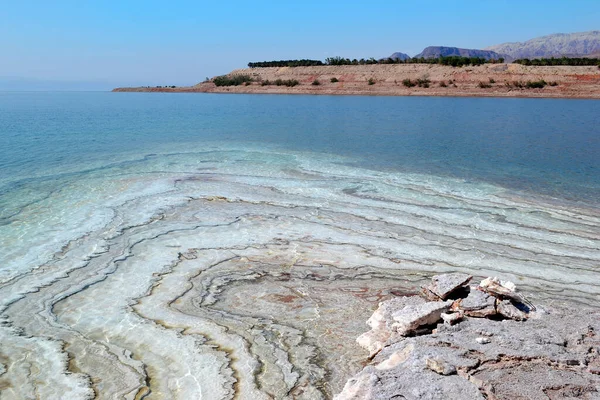 Mar Morto Una Costa Creata Dal Sale Forma Strati Sale — Foto Stock