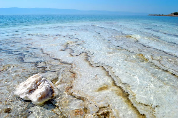 Mar Morto Una Costa Creata Dal Sale Forma Strati Sale — Foto Stock