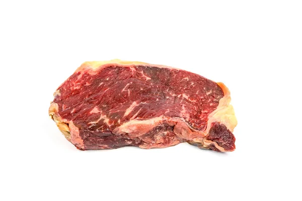 Rindfleisch Roh Isoliert Auf Weißem Hintergrund Nahaufnahme Von Oben — Stockfoto