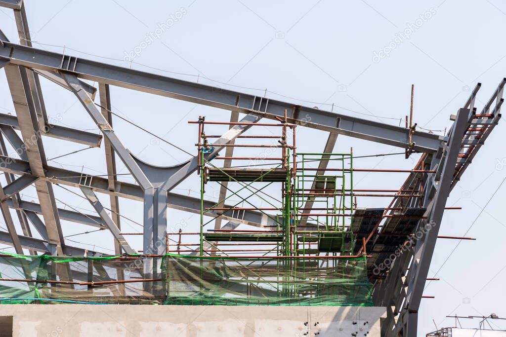 Steel structure roof frame building exterior for workplace