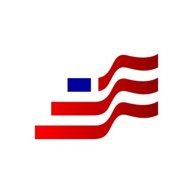 E harfi Amerikan Bayrağı İlk Vektör Logo Şablonu