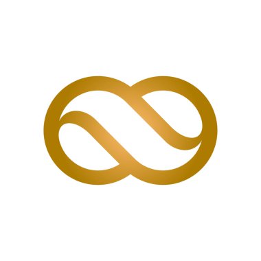 Altın Zarif Sonsuzluk Sembol Simgesi Simge Vektör Logo Şablonu