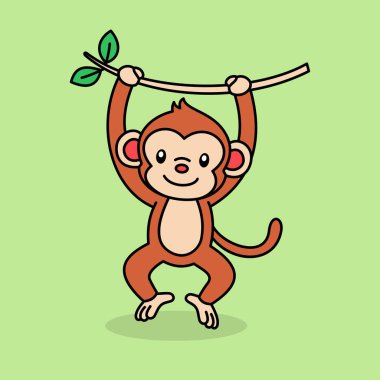 maymun çizgi film şirin vektör şablonu