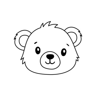 boyama kitabı çizgi film ayı yüz vektörü