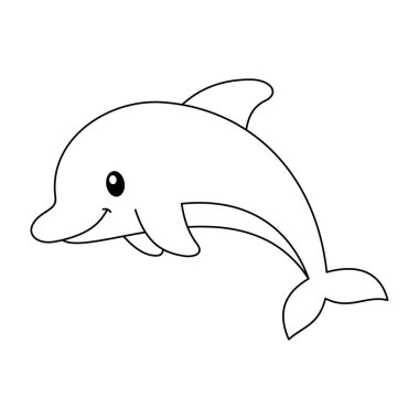 boyama kitabı karikatür yunus vektörü