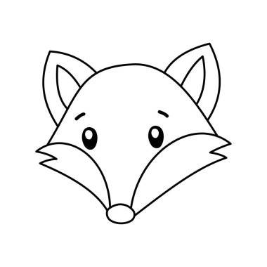 boyama kitabı çizgi film tilki yüz vektörü