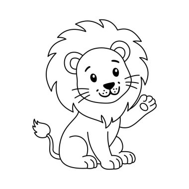 boyama kitabı çizgi film aslan vektörü