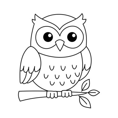 boyama kitabı çizgi film baykuş vektörü